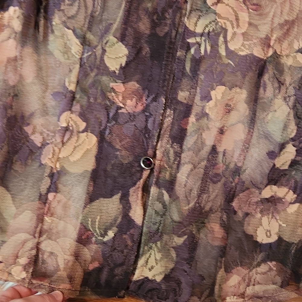 Dorby Dark Floral Lace Button Blouse - Picture 5 of 5